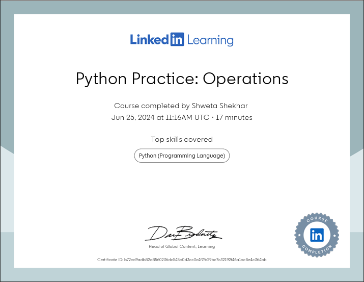 Python Practice: Operations