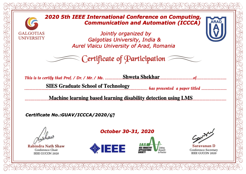 IEEE Research Paper Certificate